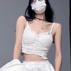 Shirred Cropped Camisole Camisole - White - One Size