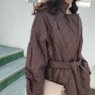 Faux-leather Qulited Loose-fit Jacket