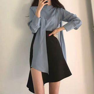 Mock Neck Blouse / A-line Skirt
