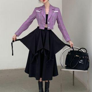 Color-block Trim Long-sleeve Jacket