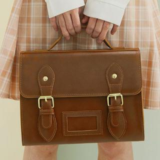 Dual-buckle Pleather Satchel