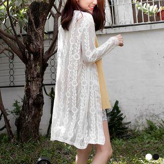 Floral Crochet Longline Cardigan