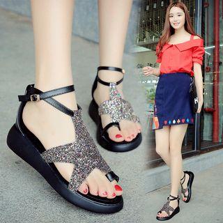 Glitter Ankle Strap Sandals