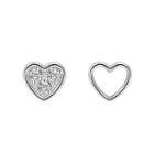 925 Sterling Silver Rhinestone Non-matching Heart Earring