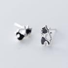 925 Sterling Silver Cat Earring 1 Pair - S925 - Earring - Silver - One Size