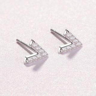 Rhinestone Letter Stud Earring Stud Earring - 1 Pair - White Gold - One Size