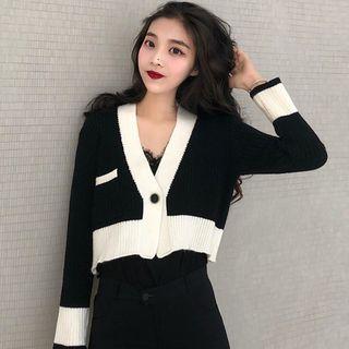 Two-tone Cropped Cardigan