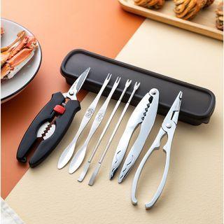 Stainless Steel Crab Scissors / Tweezers / Cracker / Case / Set