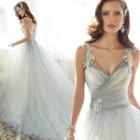 Lace Strap V-neck Ball Gown Wedding Dress