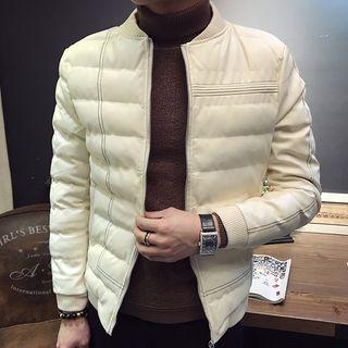 Faux-leather Zip Padded Jacket