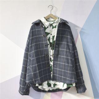 Plaid Button Shirt Jacket