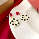 Sterling Silver Dotted Flower Drop Earring 1 Pair - Red & Black & White - One Size