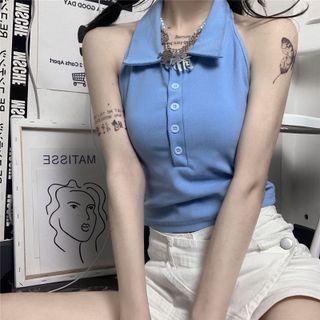 Halter-neck Polo Camisole Top