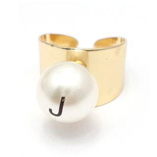 Letter Pearl Ring(j) Gold - One Size