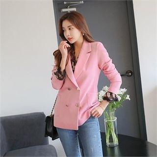 Metallic-button Double-breasted Blazer