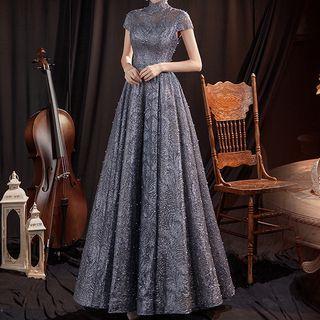 Beaded Cutout-back A-line Evening Gown
