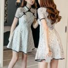 Traditional Chinese Short-sleeve Patterned A-line Mini Dress