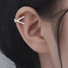 Cross Sterling Silver Cuff Earring 1 Pair - Clip On Earring - Silver - One Size
