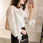 Faux Pearl Long Sleeves Blouse