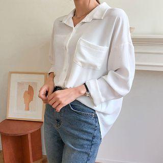 Pocket-front Colored Blouse