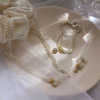 Rhinestone Alloy Necklace / Ring / Bracelet