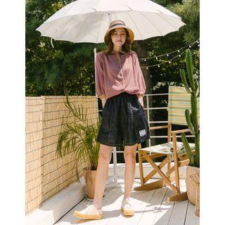 Band-waist Letter Patch Shorts