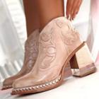 Studded Applique Block Heel Ankle Boots