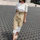 Set: Short-sleeve Long T-shirt + Asymmetric Skirt