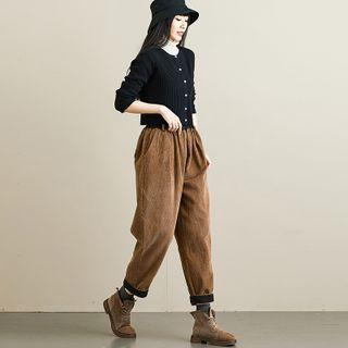 Corduroy Harem Pants Brown - One Size