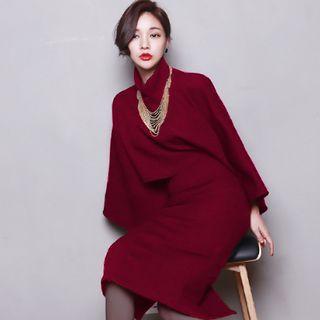 Set: Long-sleeve Turtleneck Top + Midi Skirt