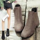 Faux Suede Elastic Panel Block Heel Ankle Boots