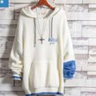 Lettering Embroidered Hooded Knit Top