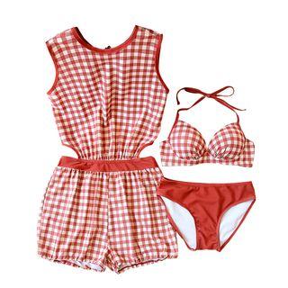 Set: Gingham Bikini + Swimsuit