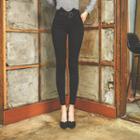 High-waist Fray-hem Skinny Jeans With Belt