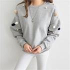 Faux-pearl Pompom Embellished Sweatshirt