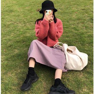 Drop-shoulder Knit Sweater / A-line Skirt