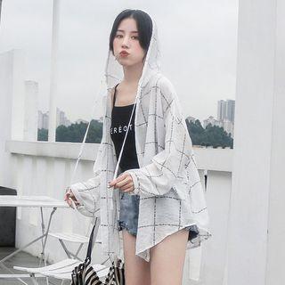 Hooded Lettering Light Jacket As Shown In Figure - One Size