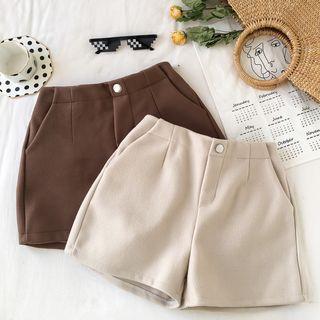 High-waist Woolen Wide-leg Shorts