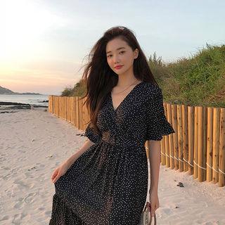 Polka-dot Tiered Maxi Dress