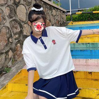 Strawberry Embroidered Polo Shirt