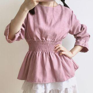Plain Long-sleeve Corduroy Sweatshirt