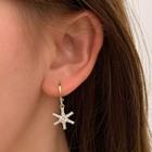 Rhinestone Floral Drop Earring 1 Pair - Snowflake - Gold - One Size