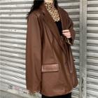 Faux-leather Loose-fit Blazer