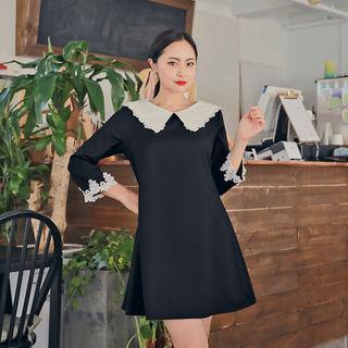 Contrast-collar A-line Mini Dress