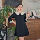 Contrast-collar A-line Mini Dress