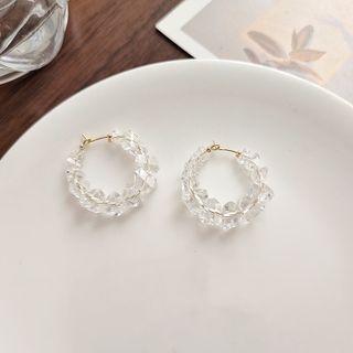 Faux Crystal Alloy Hoop Earring 1 Pair - Crystal - Hoop Earring - Transparent - One Size