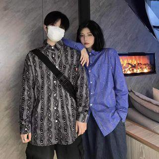 Long Sleeve Print Button-up Shirt