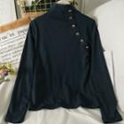 Button-details Mock-neck Top In 6 Colors
