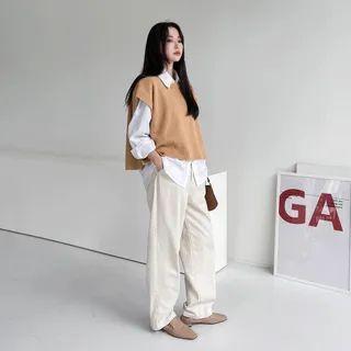 Button-side Letter Patterned Vest