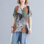 Print Round-neck Short-sleeve T Shirt As Shown In Figure - L